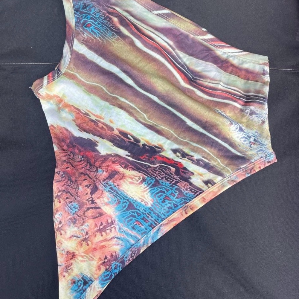 Asymmetrical Abstract Print Top